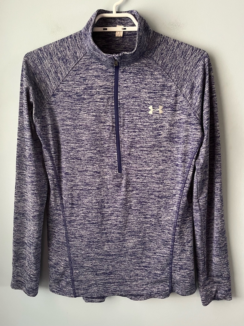 Under Armour Tech Twist 1/2 Zip Pullover Marled Purple Long Sleeve Running Top